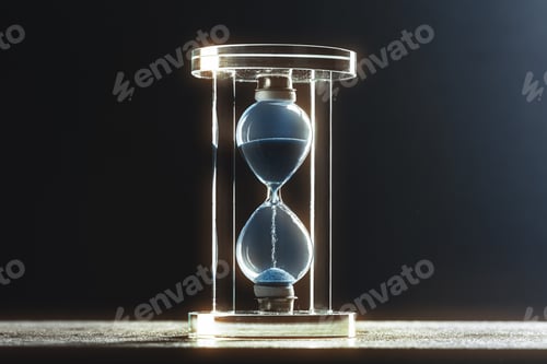 Preview: Hourglass on dark background. Macro photo. Close up