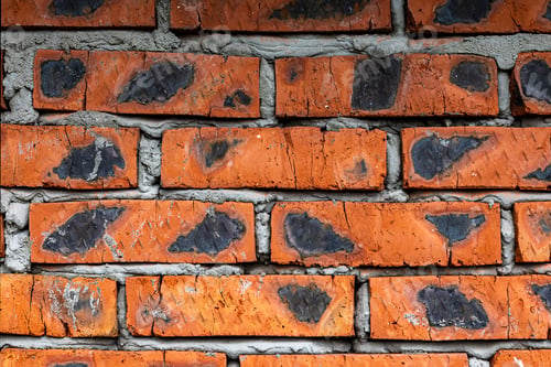 Preview: Old cracked red brick wall unique texture background. Copy space.