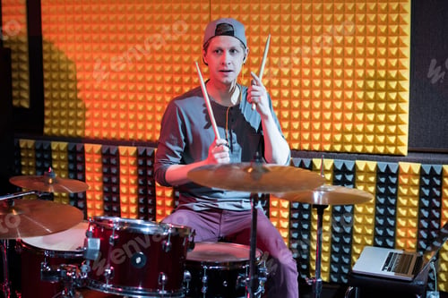 Preview: Drummer Playing at Band Rehearsal