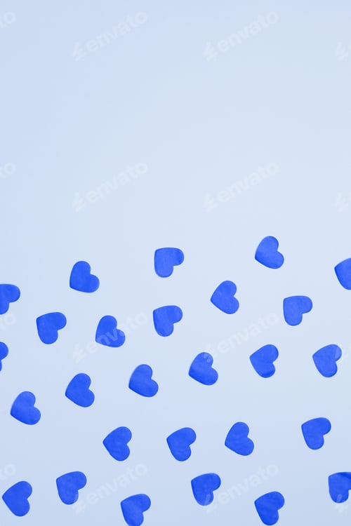 Preview: Paper hearts on for Valentine's Day, happy anniversary. Top view. Copy space
