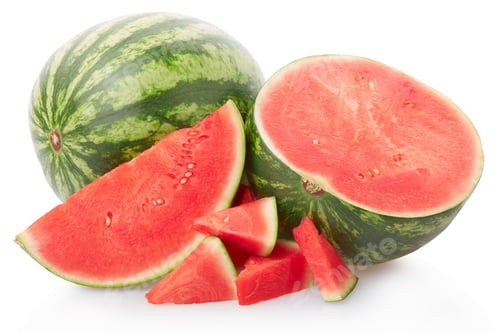 Preview: Fresh watermelon group isolated on white, clipping path
