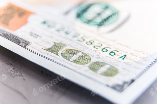 Preview: One hundred dollar bill close up. Macro, cash money, green, numbers