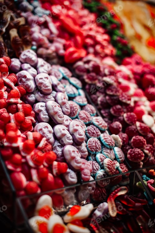 Preview: many different delicious chocolate cute autumn halloween candy on the retail market