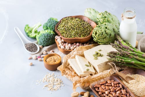 Preview: Assortment of healthy vegan protein source and body building food