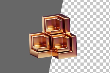 Preview: Chromatic Abstract Golden Framed Hexes 3D Icon