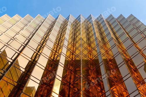 Preview: Office buildings windows. Glass architecture facade design with reflection