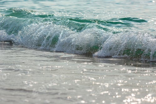 Preview: Sea tide splashes, turbulent clear water closeup