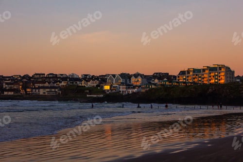Preview: Beautiful scenery of a vibrant sunset over the town of Portstewart in Northern Ireland