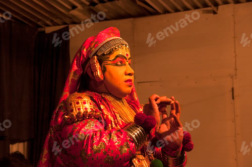 Preview: Portrait of Kathakali dance performer in Kerala, India