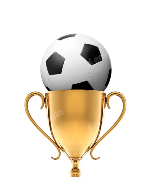 Preview: golden trophy with soccer ball