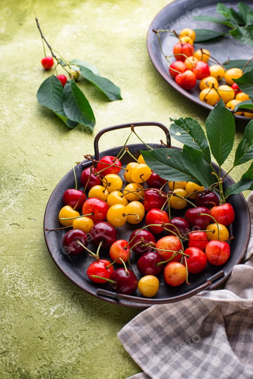 Preview: Fresh ripe red and yellow cherry
