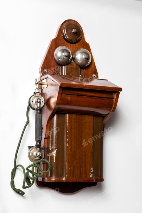 Preview: Old telephone isolated on white