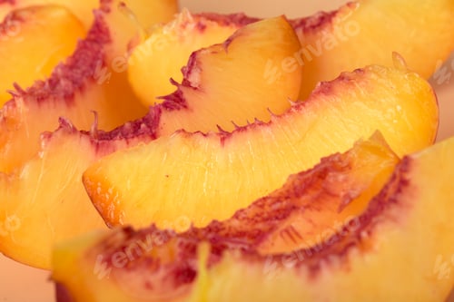 Preview: Ripe peach fruit slice