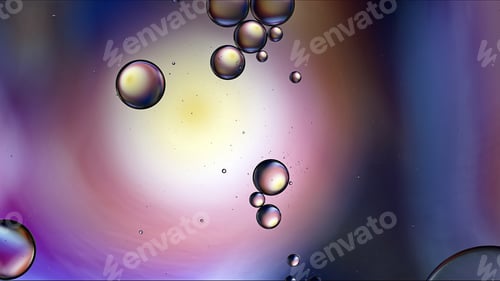 Preview: Abstract Colorful Food Oil Drops Bubbles and spheres Flowing on Water Surface