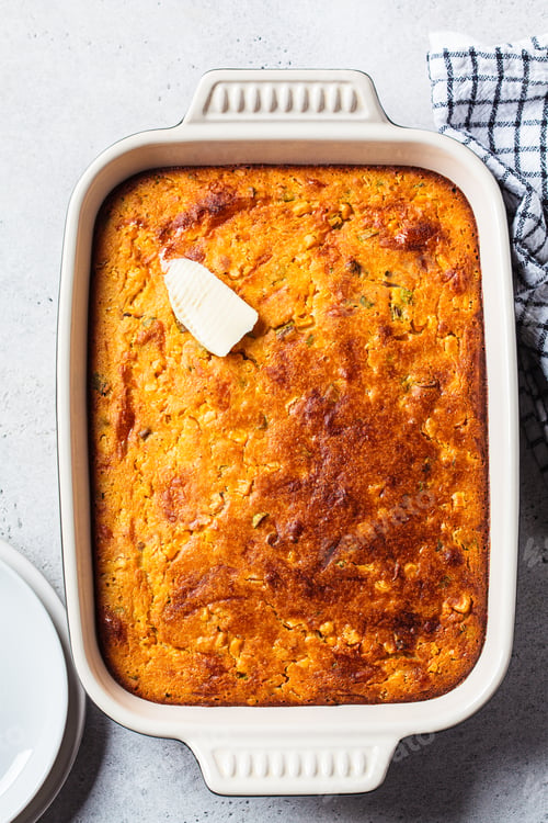 Preview: Baked cheddar cornbread. Festive Christmas dish.