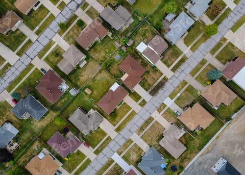 Preview: Street in the a small town in countryside of from above aerial view Cleveland Ohio USA