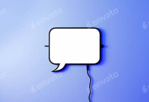 Preview: Speech baloon bubble sign on light blue background. Communication concept.Chats icon 3d rendering