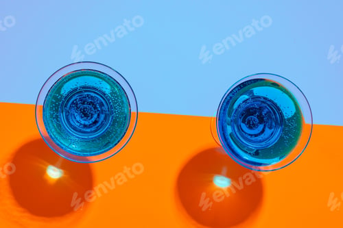 Preview: Cold and refreshing cocktails on color background