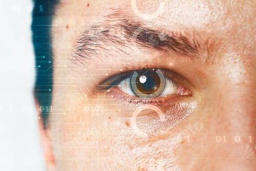 Preview: Man's eye with smart contact lens