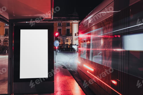 Preview: Empty billboard at night stop