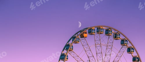 Preview: Helsinki, Finland. Moon Rising Over Ferris Wheel