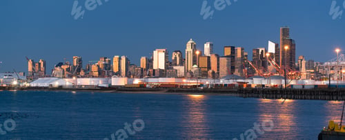 Preview: Sunset Light Reflects Off Buildings and Glass in Seattle Washington