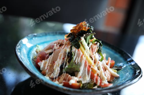 Preview: Delicious Poke Bowl in a Restaurant Setting
