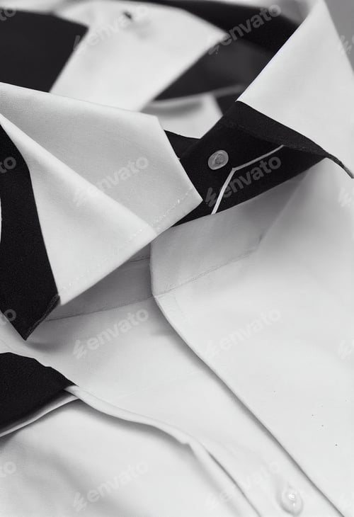 Preview: Close up detail of the collar of a white tshirt, mockup design