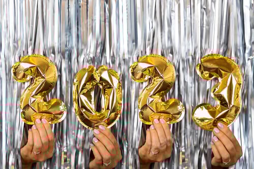 Preview: Merry Christmas and Happy new year 2023 background. Winter holiday celebration mockup.