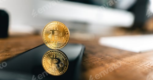 Preview: Crypto coins on gold background