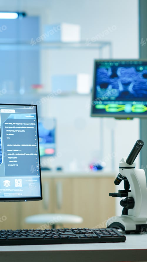 Preview: Interior of empty science laboratory with modern equipment