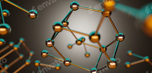 Preview: 3D illustration. atom connection concept. Abstrack background. Science