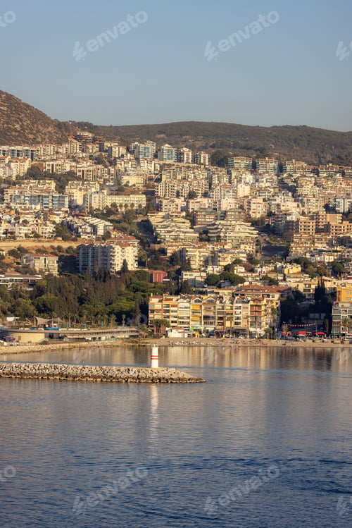 Preview: Homes and Buildings in a Touristic Town by the Aegean Sea. Kusadasi, Turkey.