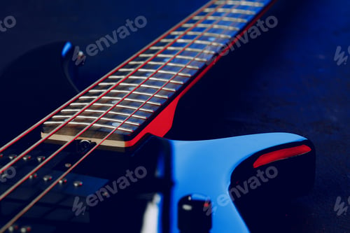 Preview: Guitar fingerboard with strings close up photo
