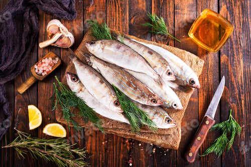 Preview: Sea delicacies. Fresh seafood. Fish Grouper