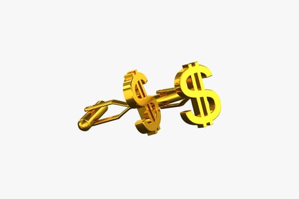 Preview: Gold cufflinks with overlapping dollar signs and "s" motif