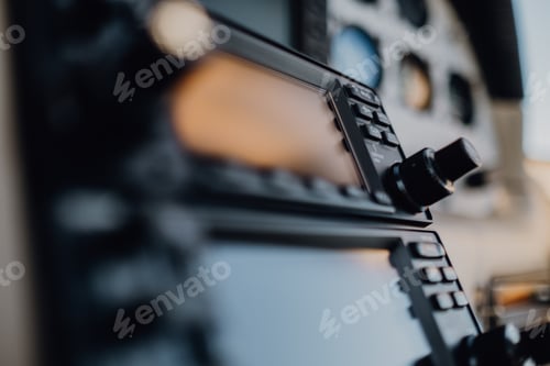 Preview: Closeup shot of the flight deck system of a small aircraft