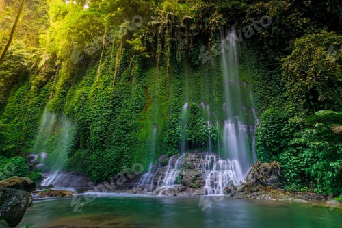 Preview: Beautiful morning view indonesia Panorama Landscape waterfall in the morning