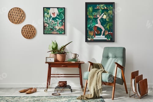 Preview: Interior design of retro living room
