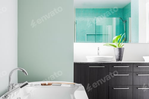 Preview: Modern Bathroom using soft Green Pastel Colors