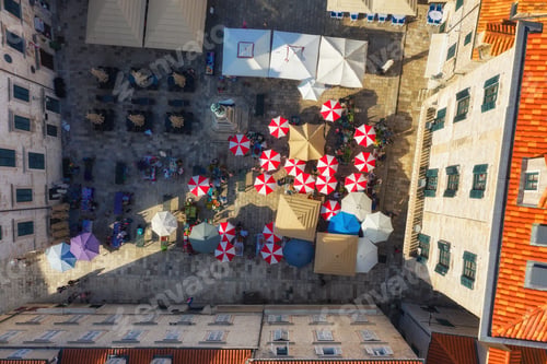 Preview: Dubrovnik, Croatia. Aerial view on the cfae in old town. Vacation and adventure.