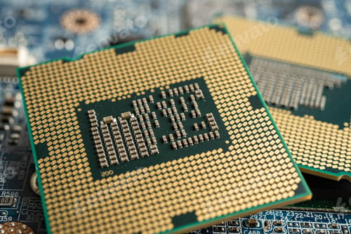 Preview: CPU, central processor unit chip Chip on circuit board in PC and laptop computer technology.