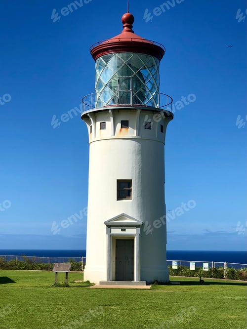 Preview: Vertical shot of the Kilauea Lighthouse in Kauai, Hawaii