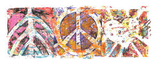 Preview: Abstract color acrylic and watercolor painting. Monoprinting template. Canvas texture background.