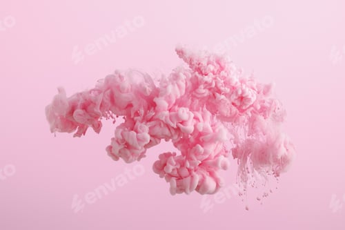 Preview: pink paint splash in water isolated on pink