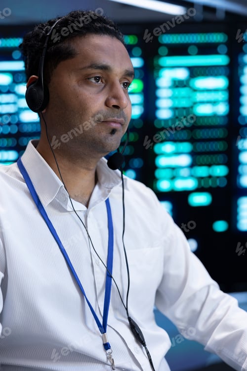Preview: Man in server room overseeing infrastructure systems
