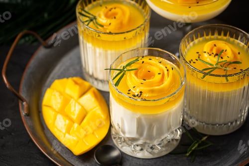 Preview: panna cotta with mango