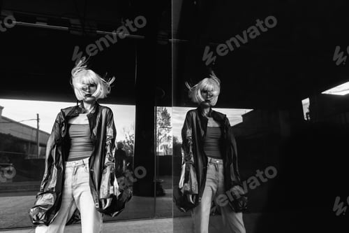 Preview: Futuristic style. Cyberpunk woman.