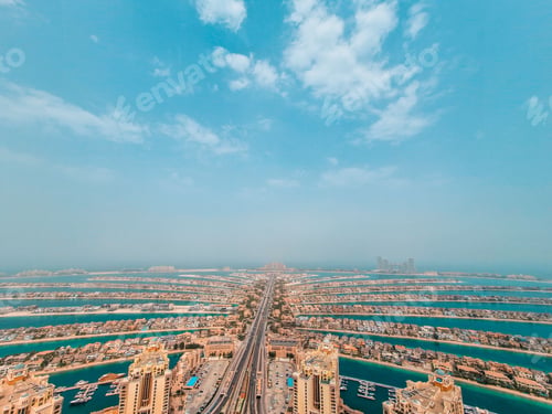 Preview: Tall and high buildings with a cloudy blue sky above