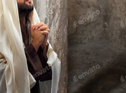Preview: Prophet praying in old building with eyes closed